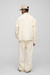 Oversized Boxy Fit Panelled Denim Harrington Jacket