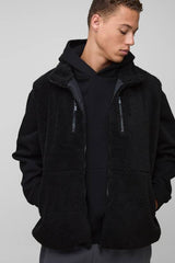 Tall Oversized Borg Zip Through Technical Gilet