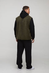 Tall Oversized Borg Zip Through Technical Gilet