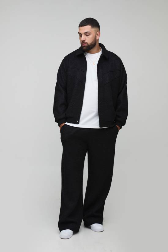 Plus Wool Look Regular Fit Collared Bomber Jacket