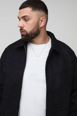 Plus Wool Look Regular Fit Collared Bomber Jacket