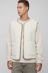 Tall Boxy Oversized Fit Reversible Borg & Suede Gilet