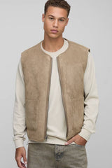 Tall Boxy Oversized Fit Reversible Borg & Suede Gilet