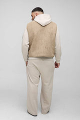 Plus Boxy Oversized Fit Reversible Borg & Suede Gilet