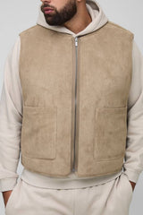 Plus Boxy Oversized Fit Reversible Borg & Suede Gilet