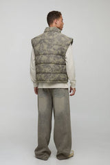 Tall Washed Cord Oversized Funnel Neck Gilet