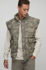 Tall Washed Cord Oversized Funnel Neck Gilet