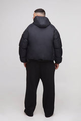 Plus Oversized Fit Ruched Sleeve Panelled Puffer Jacket