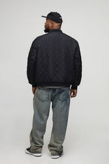 Plus Quilted Carpenter Pocket Regular Fit Bomber Jacket