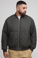 Plus Quilted Carpenter Pocket Regular Fit Bomber Jacket