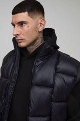 Tall High Shine Weft Oversized Funnel Neck Gilet