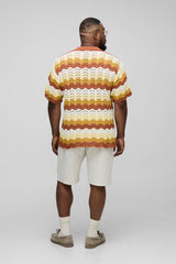 Plus Wave Crochet Relaxed Fit Polo Shirt