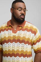 Plus Wave Crochet Relaxed Fit Polo Shirt
