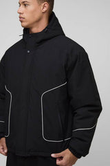 Tall Regular Fit Piping Detail Nylon Padded Parka
