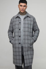 Tall Regular Fit Raglan Single Breasted Check Collar Buckle Car Coat