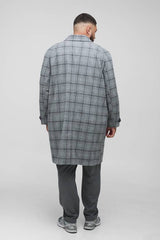 Plus Regular Fit Raglan Single Breasted Check Collar Buckle Car Coat