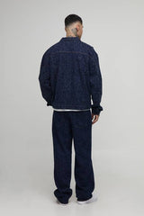 Tall Textured Denim Boxy Oversized Denim Jacket