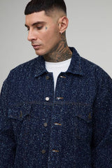 Tall Textured Denim Boxy Oversized Denim Jacket