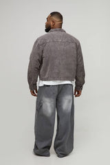 Plus Washed Cord Relaxed Boxy Worker Jacket