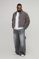 Plus Washed Cord Relaxed Boxy Worker Jacket