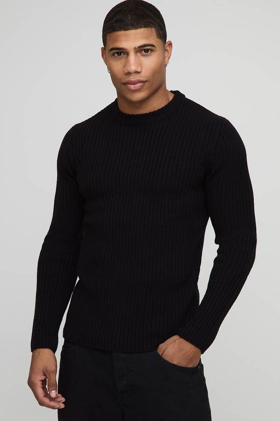 Essential Muscle Fit Ribbed Knitted Jumper