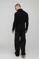 Essential Muscle Fit Ribbed Roll Neck Knitted Jumper
