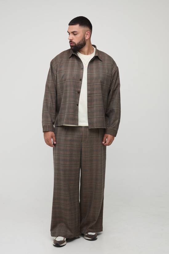 Plus Wide Leg Heritage Check Trouser