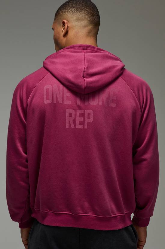 One More Rep Oversized Boxy Washed  Hoodie
