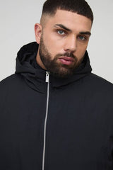 Plus Regular Fit Zip Up Hooded Windbreaker