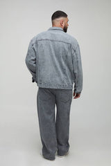 Plus Acid Wash Boxy Oversized Denim Jacket