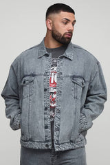 Plus Acid Wash Boxy Oversized Denim Jacket