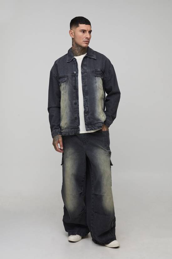 Tall Tinted Washed Boxy Oversized Denim Jacket