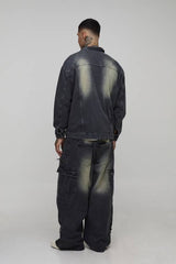 Tall Tinted Washed Boxy Oversized Denim Jacket