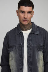 Tall Tinted Washed Boxy Oversized Denim Jacket