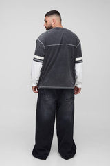 Plus Baggy Fit Washed Star Applique Jeans