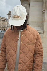 Boxy Fit Embroidered Diamond Quilted Nylon Bomber Jacket