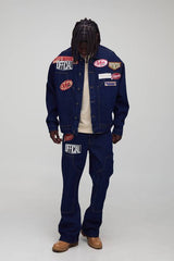 Varsity Badge Applique Flared Carpenter Co-Ord Jeans