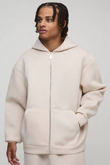 Oversized Bonded Scuba Zip Through Hoodie