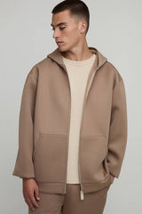 Oversized Bonded Scuba Zip Through Hoodie