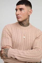Tall Essential Muscle Fit Cable Knit Jumper
