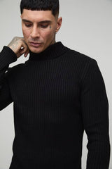 Tall Essential Muscle Fit Ribbed Roll Neck Jumper