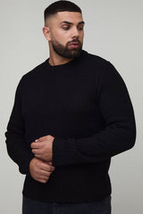 Plus Essential Regular Fit Ribbed Knitted Jumper