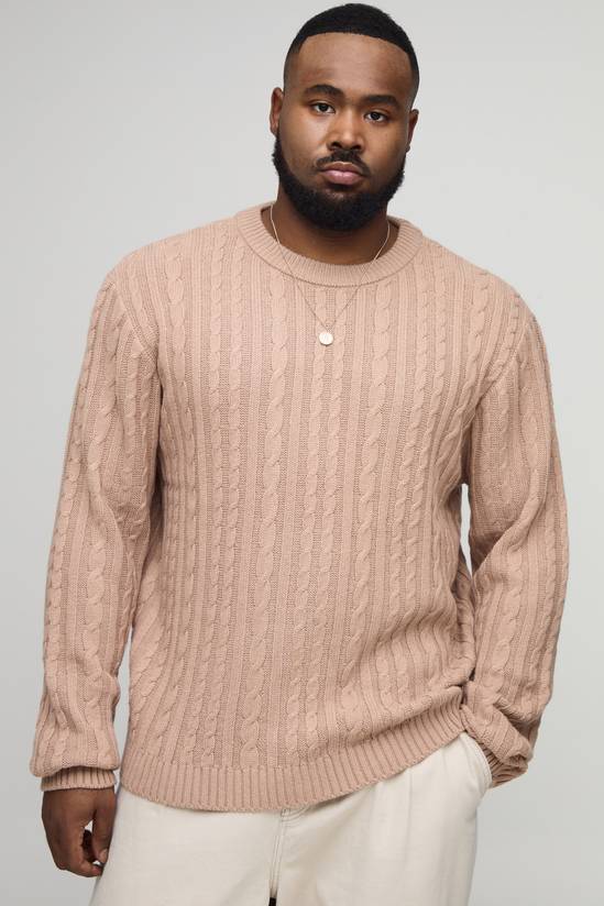 Plus Essential Regular Fit Cable Knit Jumper