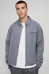 Regular Zip Through Pocket Detail Overshirt