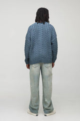 Oversized Cable EDTN Applique Knitted Jumper