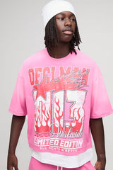 OFCL MAN Spray Wash Faux Layer Boxy Oversized T-Shirt