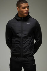 Man Active Lightweight Quilted Zip Through Regular Fit Hoodie