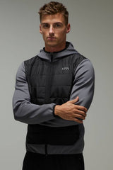 Man Active Lightweight Quilted Zip Through Regular Fit Hoodie