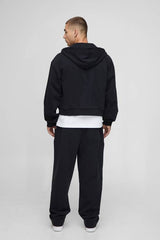 Premium Man Script Heavyweight Shrunken Fit Zip Through Hoodie