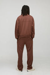 Oversized Boxy Loopback MAN Script Embroidered Funnel Neck Sweatshirt